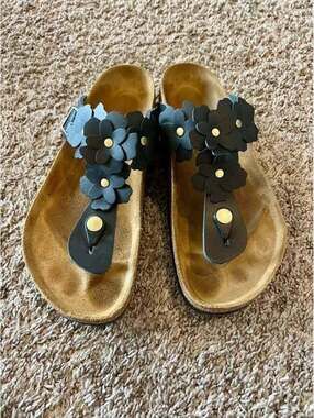 Birkenstock Gizeh Flowers Sandals Black EU 39